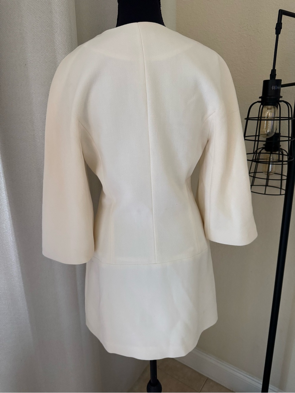ALEXIS Dominique Ivory Wool Zip Front Mini Dress Size S Designer Pocket Dress - Picture 8 of 10